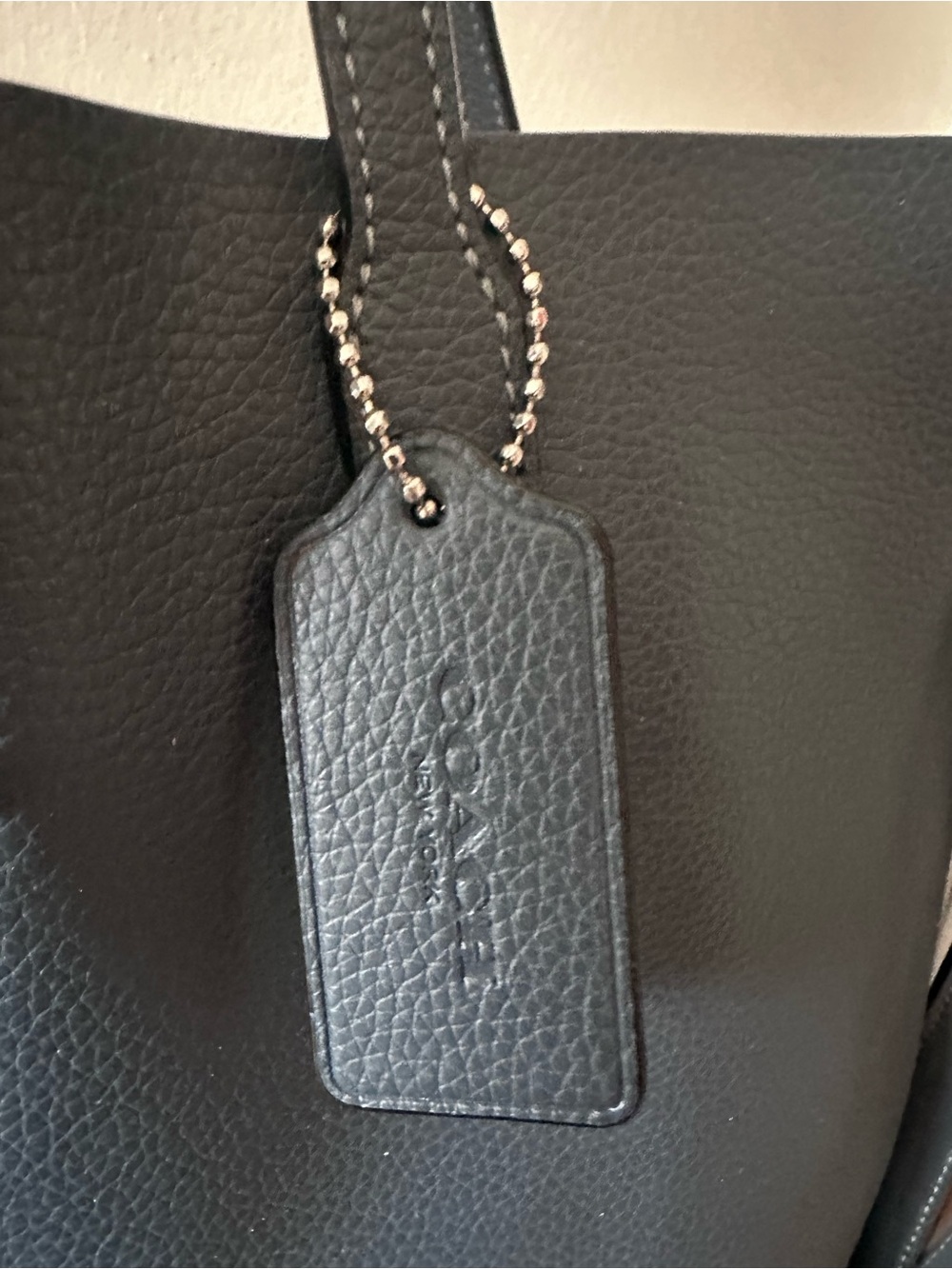 COACH THEA BAG Soft Pebbled Leather Tote Denim Blue Silver Hardware NEVER USED - Picture 3 of 11
